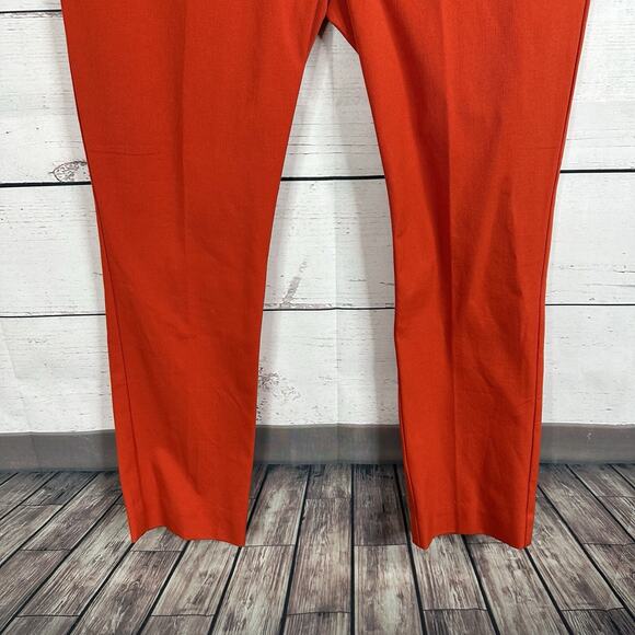 Anthropologie Pants Womens 10 Red Orange Essential Slim Button Pockets Career - Picture 3 of 16